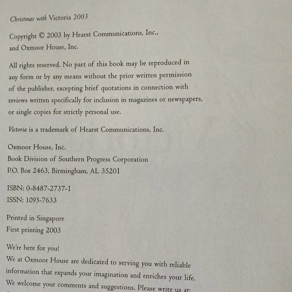 2003 Christmas with Victoria Decorations - Gifts - Recipes Hardcover Book - - Picture 3 of 11